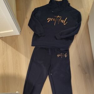 Women's Navy Grateful Hoodie and Joggers Set